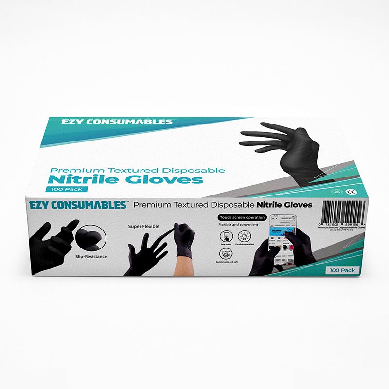 EZY Black Nitrile Powder-Free Disposable Gloves – Heavy Duty 100 pack EZY Black Nitrile Powder-Free Disposable Gloves – Heavy Duty 100 pack