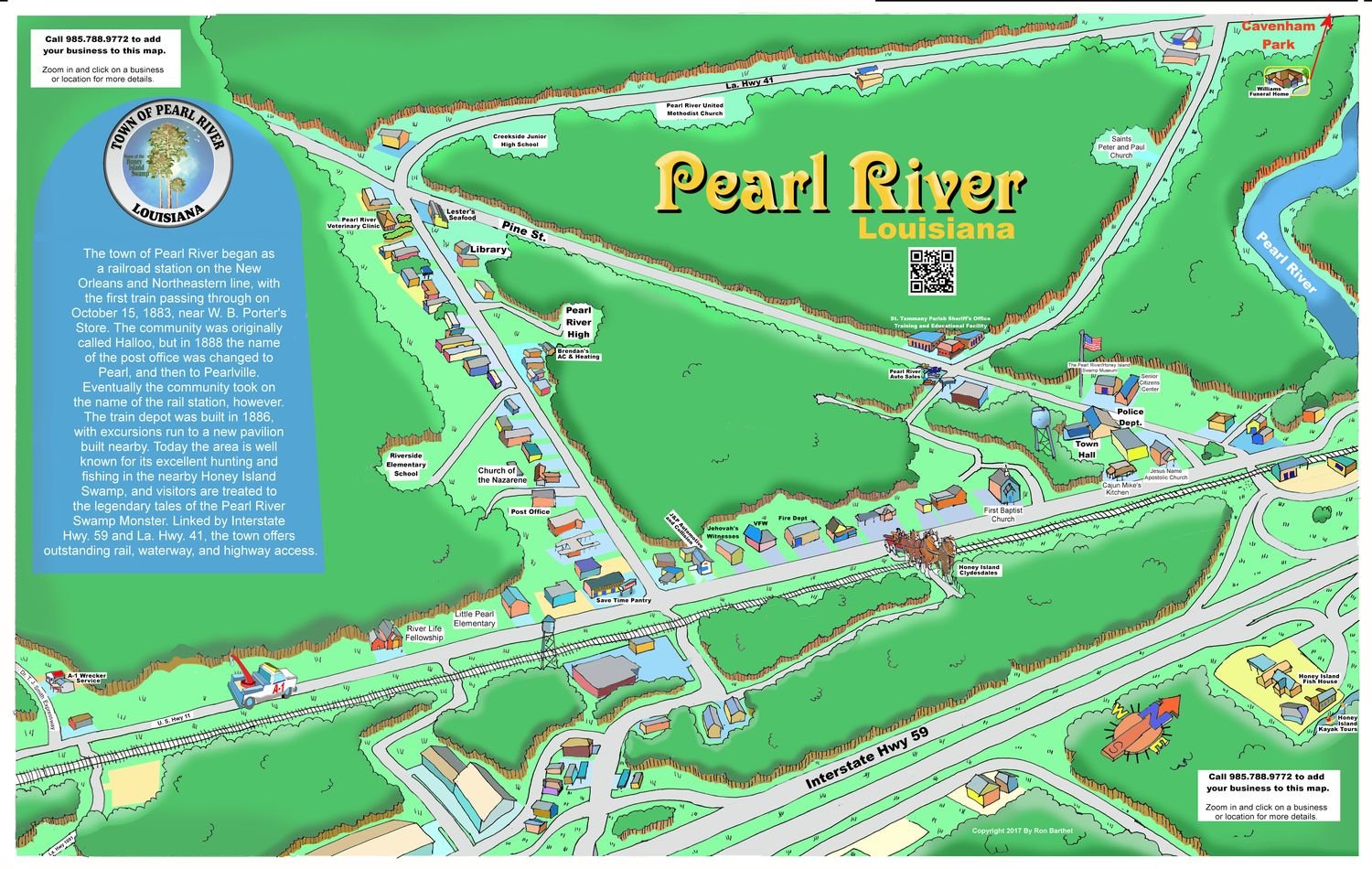 24" X 36" Full Color Caricature Rendering of Pearl River, LA