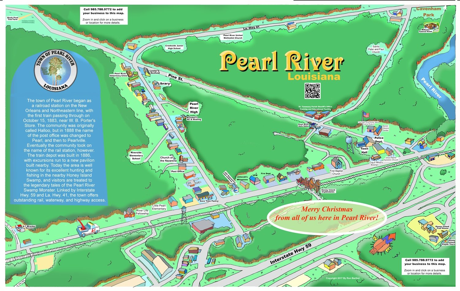 11" X 17" Full Color Caricature Rendering of Pearl River, LA