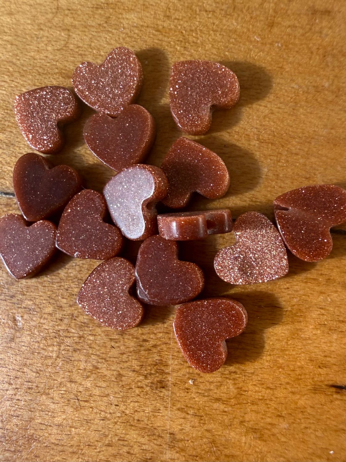 Genuine Goldstone Hearts (10 pack)