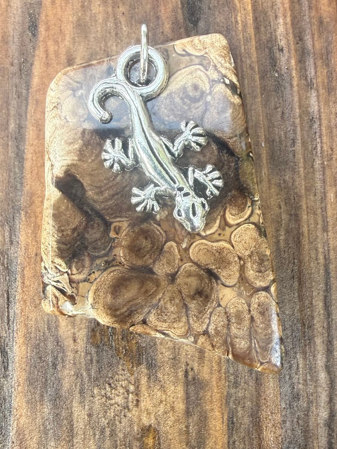 Petoskey Stone Gecko Pendant