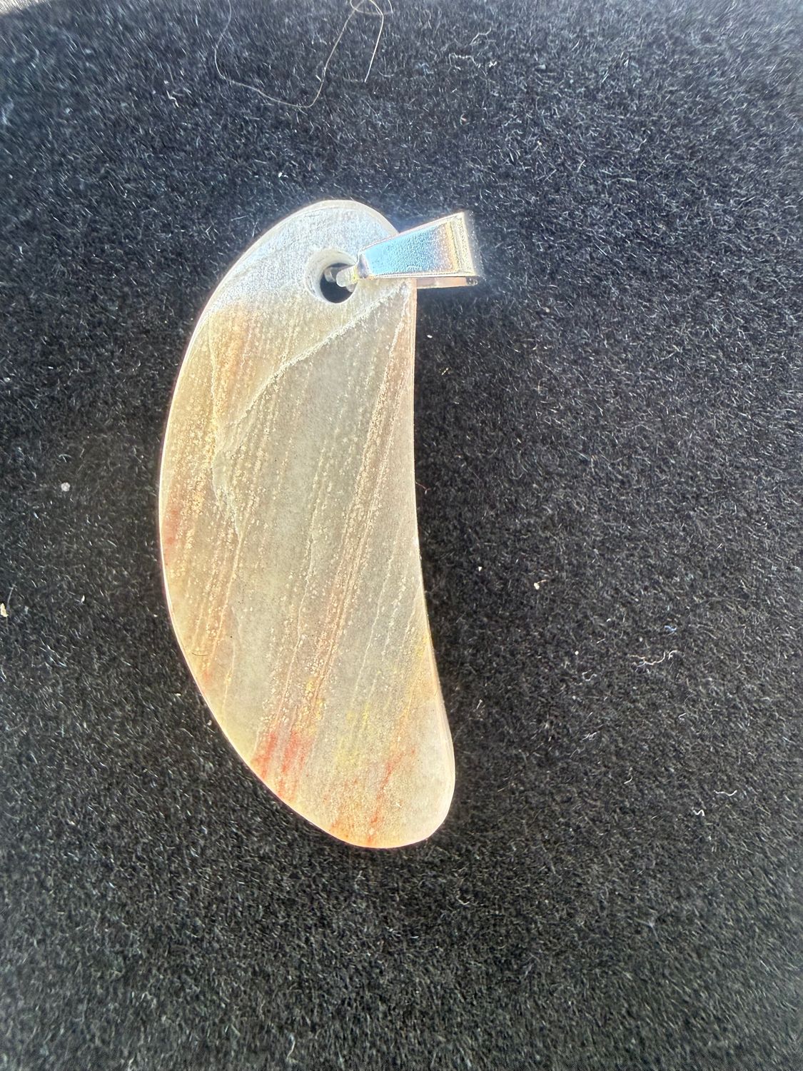 Petrified Wood Moon Pendant