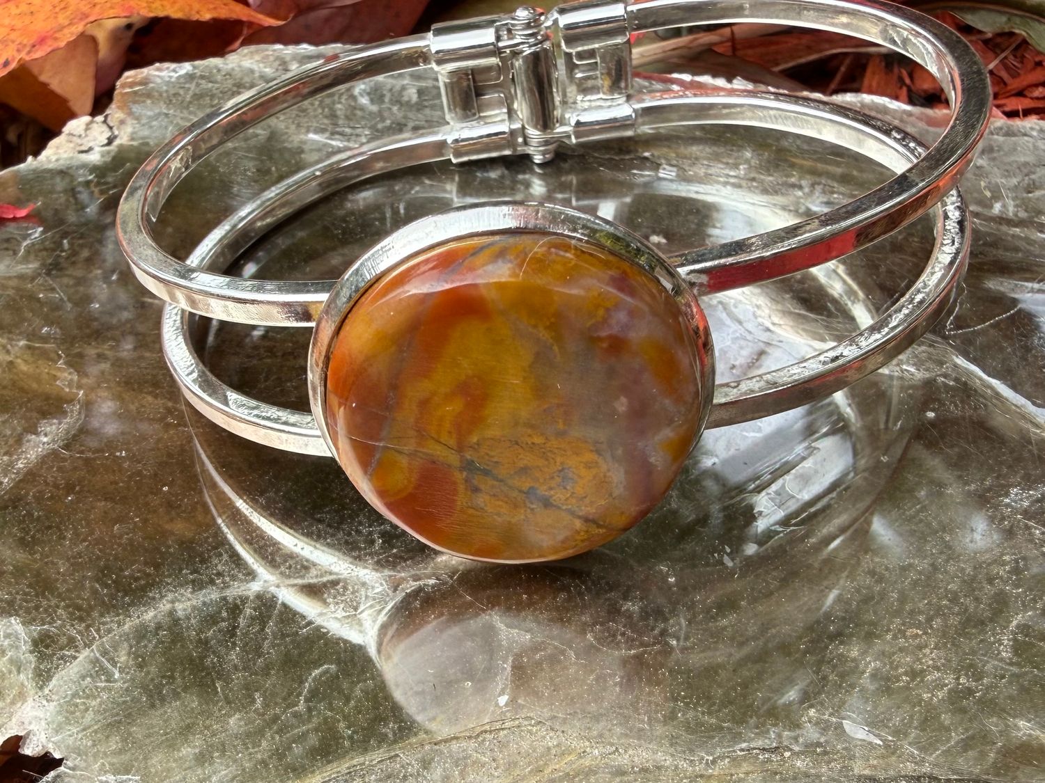 Orange moss agate bracelet