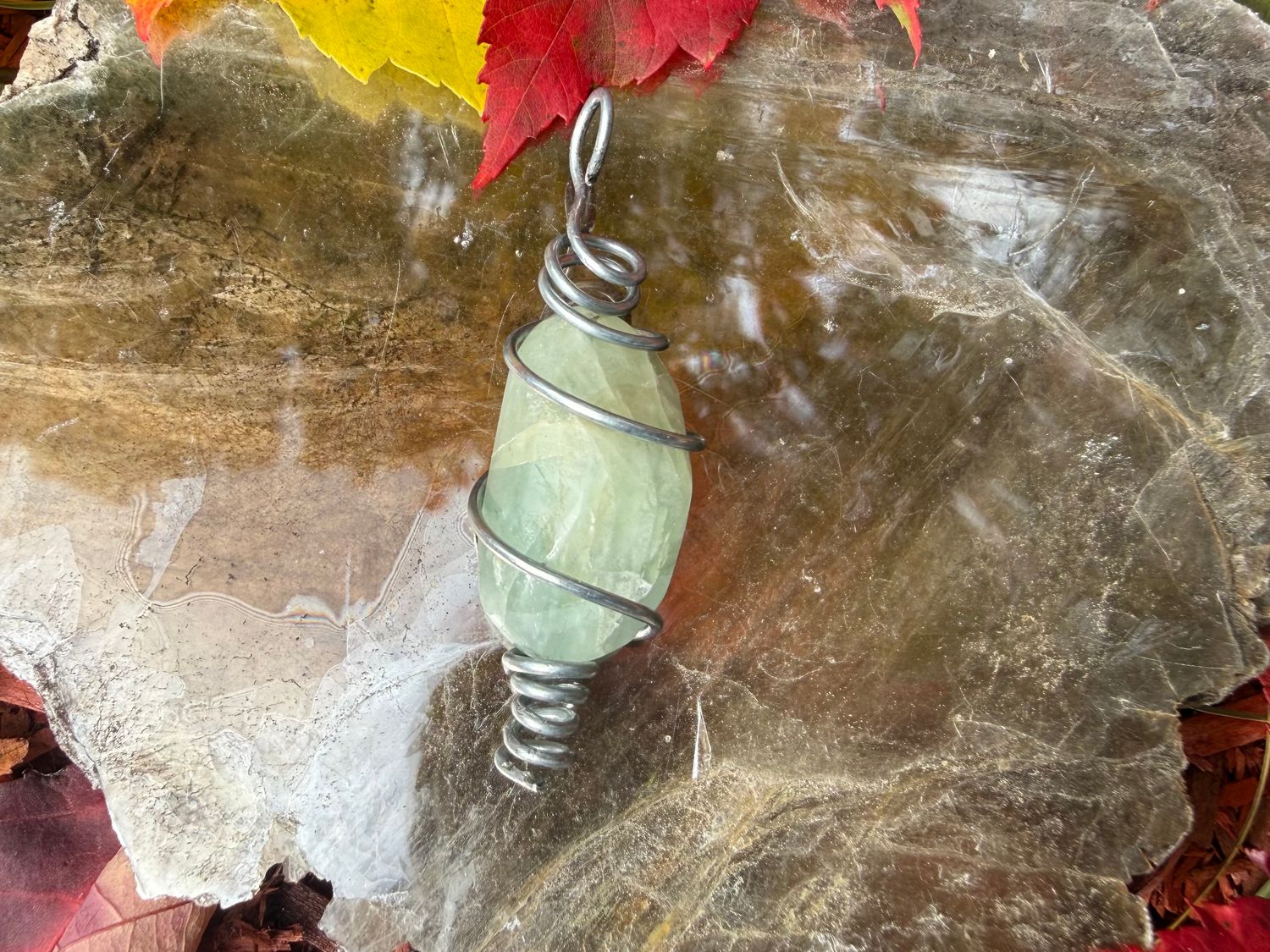 Wire wrapped Aquamarine pendant
