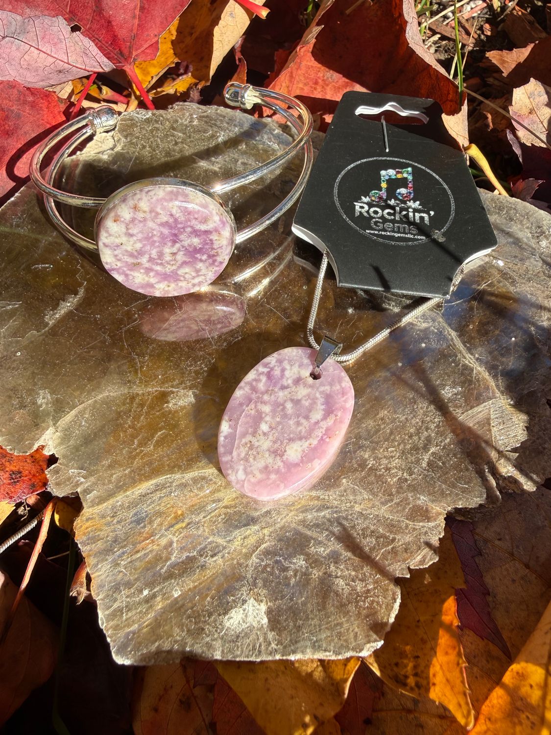 Lepidolite necklace and bracelet set