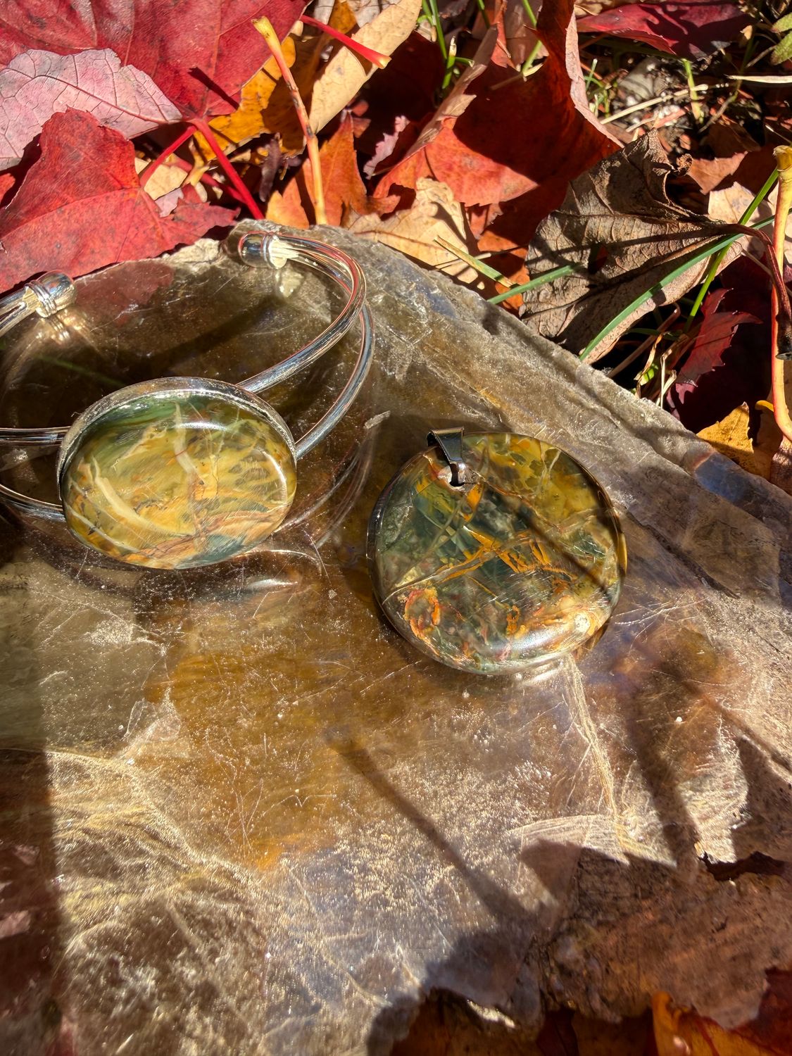 Jasper necklace and bracelet set