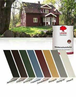 Leinos Wetterschutzfarbe auf Ölbasis 850
für außen, 2,5 l  
in 8 Farben, andere Farben auf Anfrage mischbar