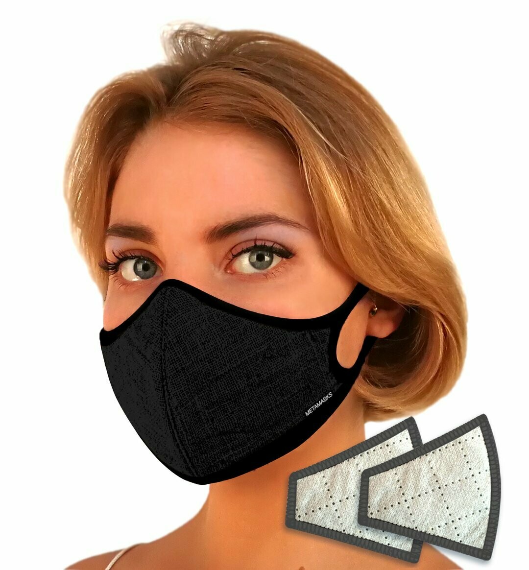 Linen with Plant Dyed Black Face mask Replaceable Filter