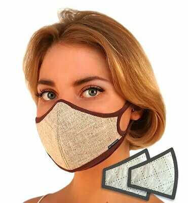 Linen Natural Face Mask Replaceable Filter Linen Natural Face Mask Replaceable Filter