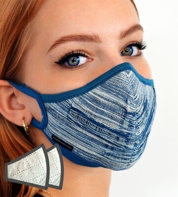 "BelAir" Face Mask w/ Replaceable Filter. Indigo Blue Natural dye