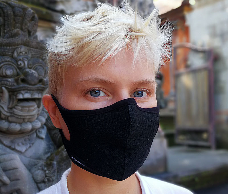 Linen Plant Dye Black Face mask Non-Replaceable filter