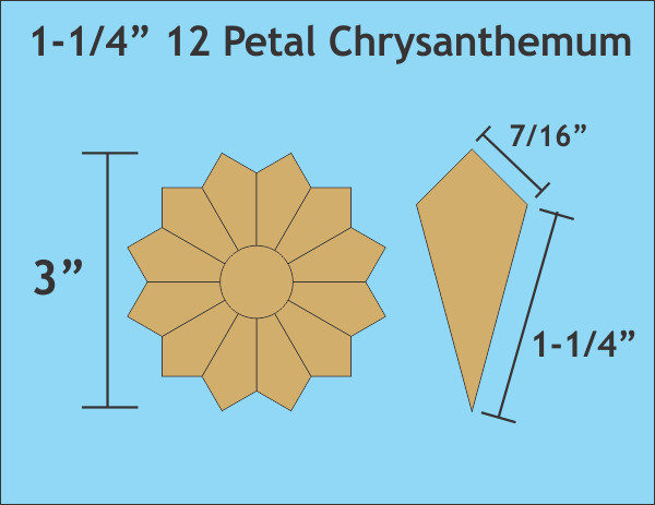 Chrysantehemum 12 Petal 1 1/4 inch
