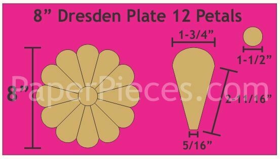 Dresden Plate 8 Inch 12 petal/ blader 2 stk