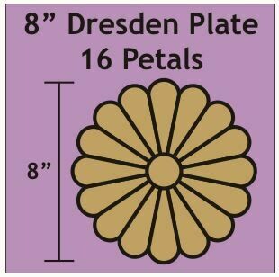 Dresden Plate 8 inch 16 petal/blader 2 stk