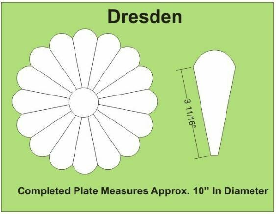 Dresden Plate 10 inch 16 Petal/blader 6 stk