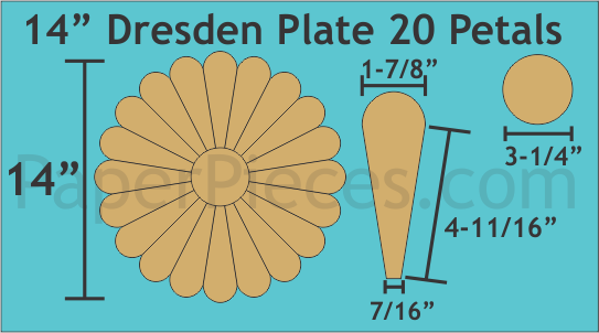 Dresden Plate 14 inch 20 Petal/blader 1 stk