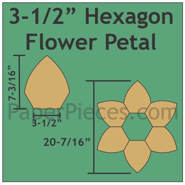 Hexagon Flower 3 1/2 inch 6 stk/ 1 blomst