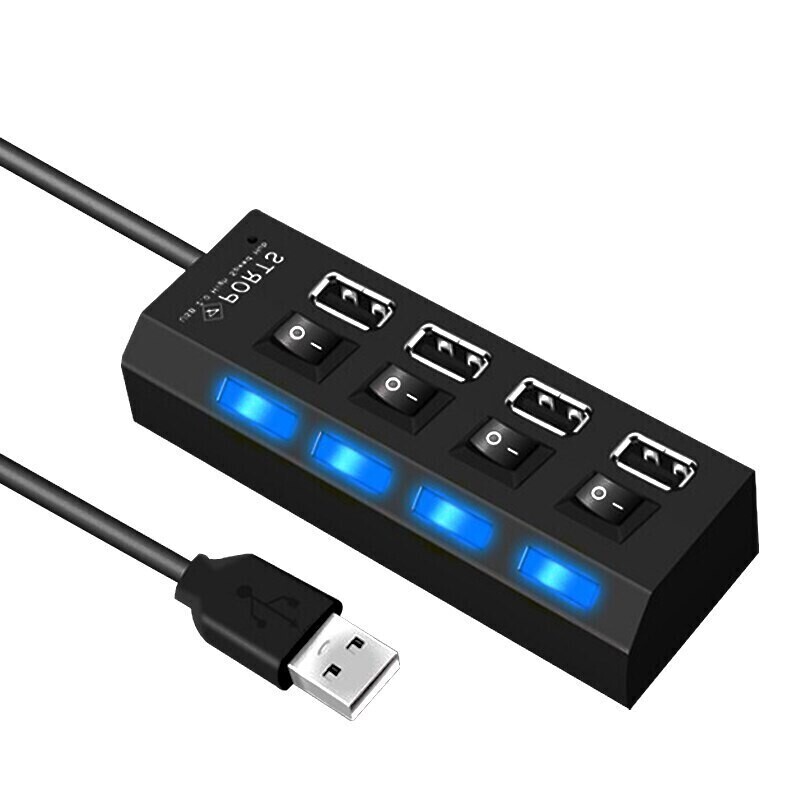 USB разветвитель 4 порта с переключателями для ПК (цвет белый)
