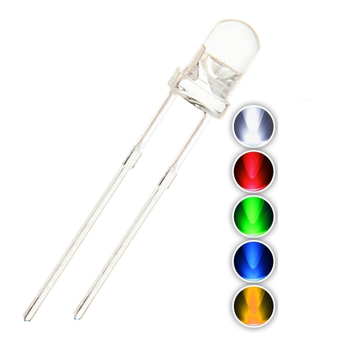 Светодиоды белые 5 мм цветные(10шт)