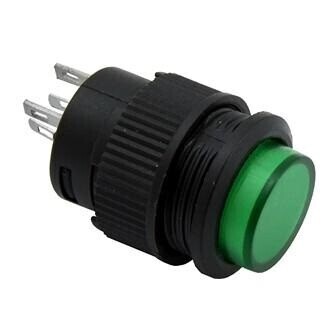 Кнопка R16-503AD с фиксацией, с подсветкой; OFF-(ON), SPST; 250VAC; 3А; 50мОм