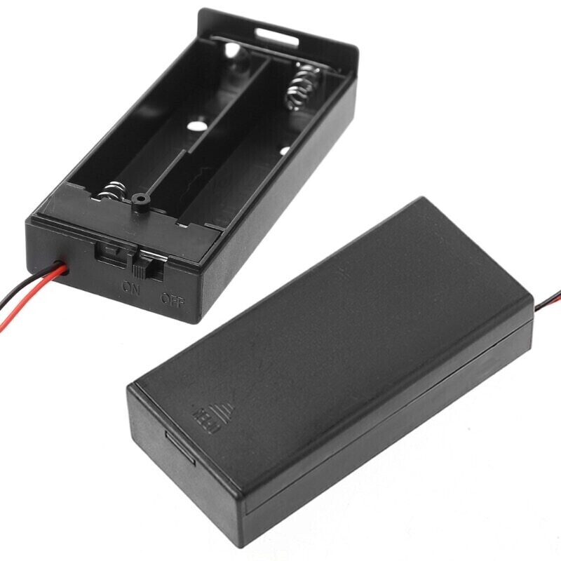 Box черный с проводами для 2*18650 3,7 В  вкл/выкл