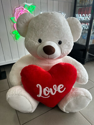 WHITE AND RED LOVE TEDDY 75CM
