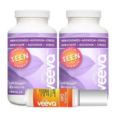 LIMITED-TIME OFFER. Teen Formula 120 Vcaps DUO PACK with Bonus Stress Roll-On For Parents