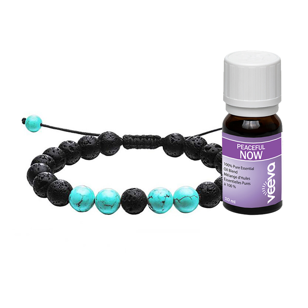 Personal Aromatherapy Lava Stone Bracelet with Peaceful NOW Essential Oil Blend (4 models)