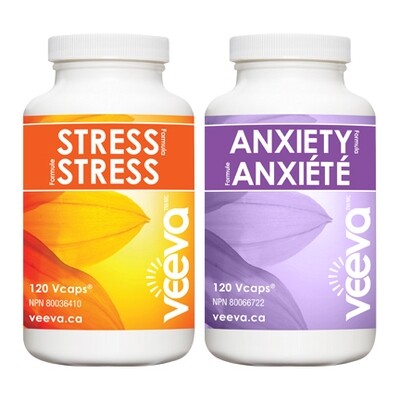 NEW! Stress and Anxiety 120 Vcaps DUO PACK with TWO vitamin boxes.