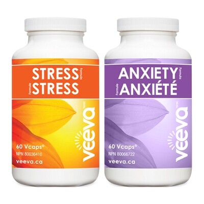 NEW! Stress and Anxiety 60 Vcaps DUO PACK with TWO vitamin boxes.