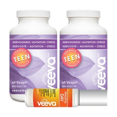 Teen Formula 60 Vcaps DUO PACK with Bonus Stress Roll-On For Parents