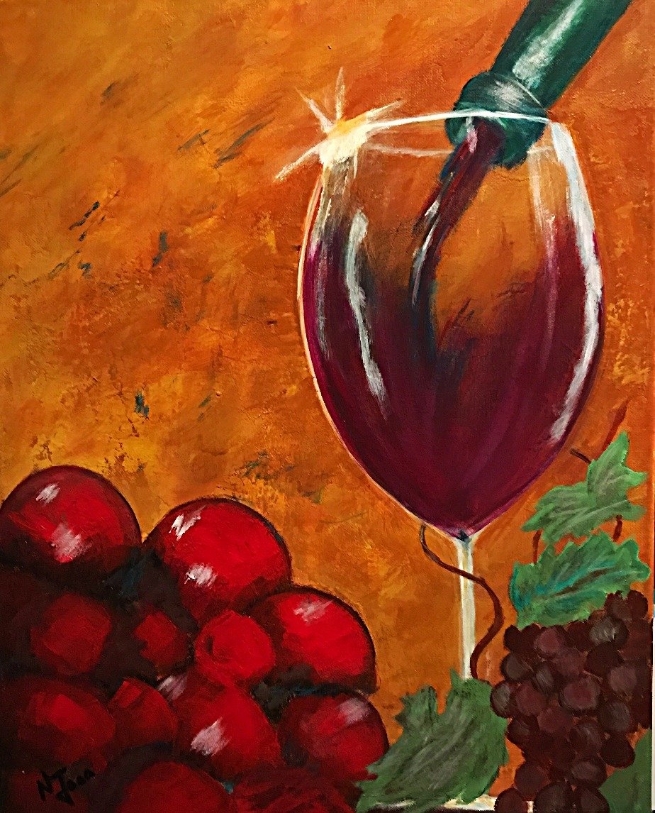 Wine Time 16x20 canvas. Framed