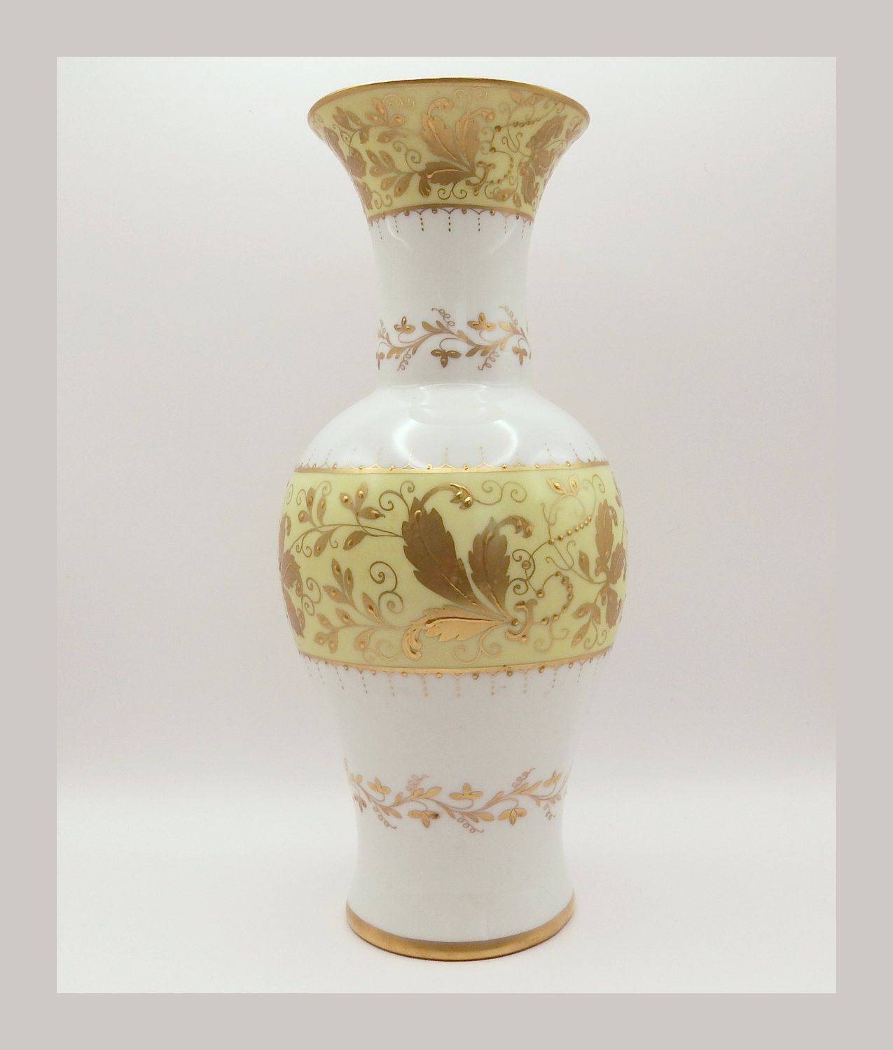 Le Tallec Vase, Marin in Gold Relief on Yellow