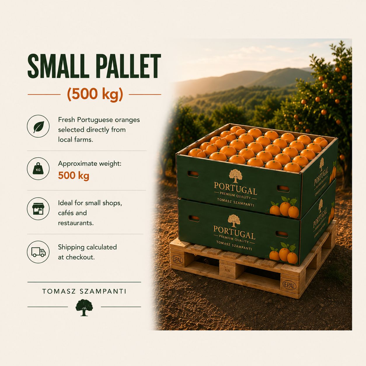 Portuguese Oranges – Small Pallet (500 kg)