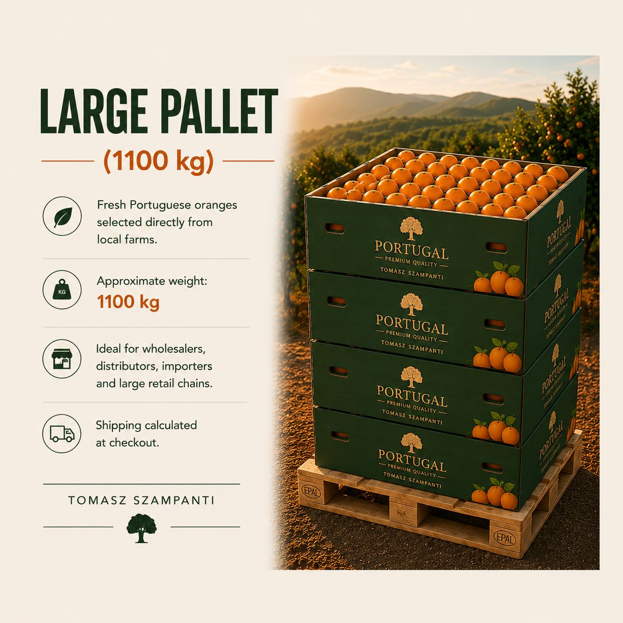 Portuguese Oranges – Large Pallet (1100 kg)