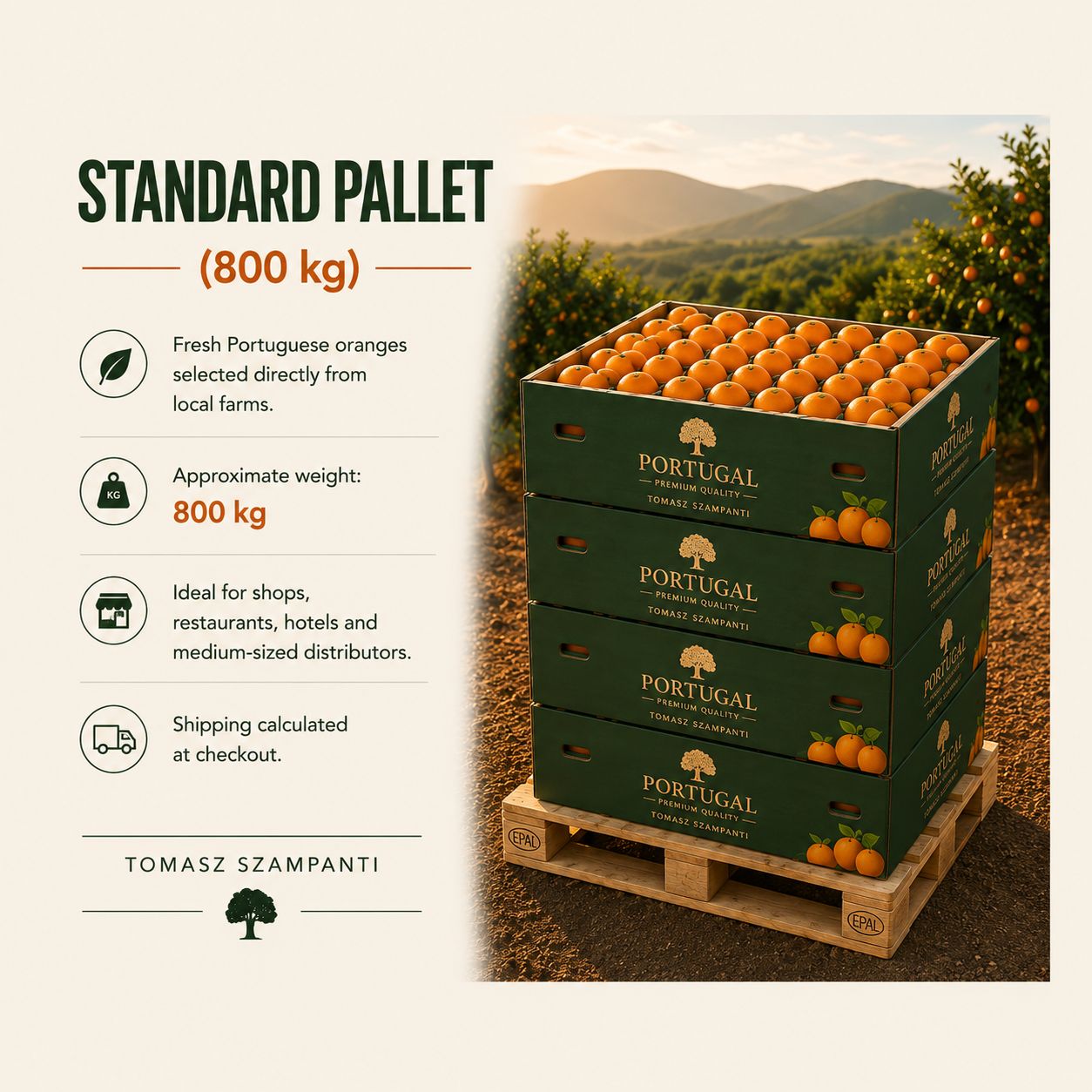 Portuguese Oranges – Standard Pallet (800 kg)