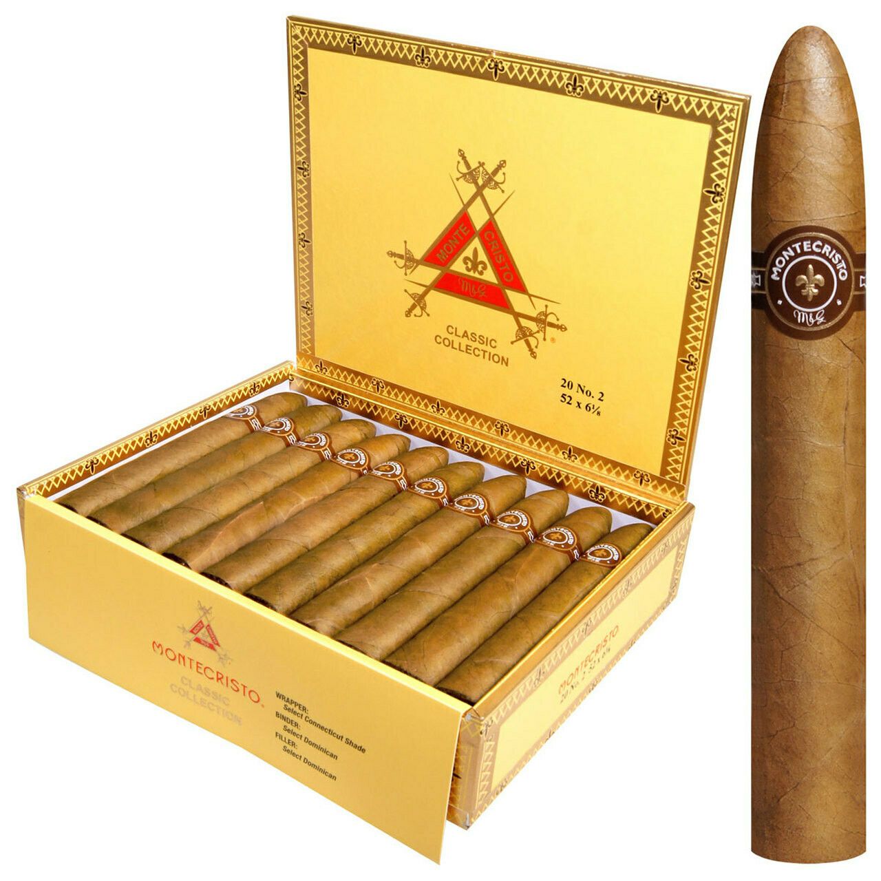 MONTECRISTO NO.2 CLASSIC, Attribute: CLAS, Size: 20CT