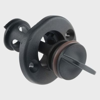 1" D Plastic Black Flange &amp; Drain Plug