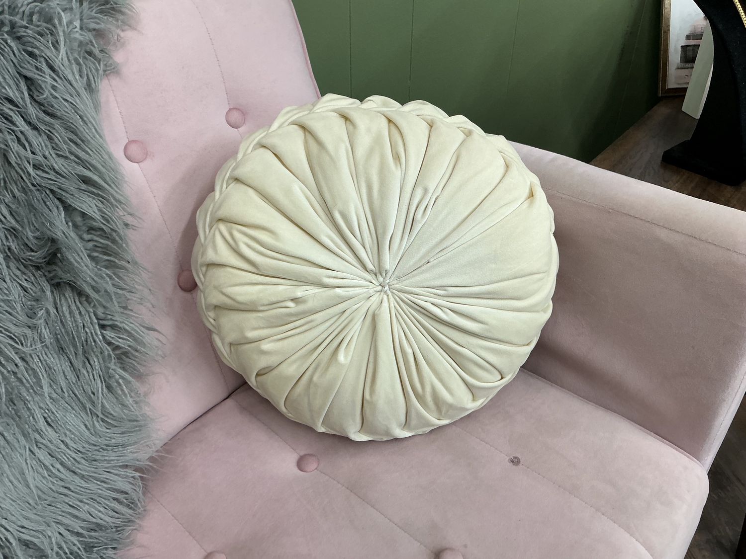 CREAM PILLOW, Size: Round