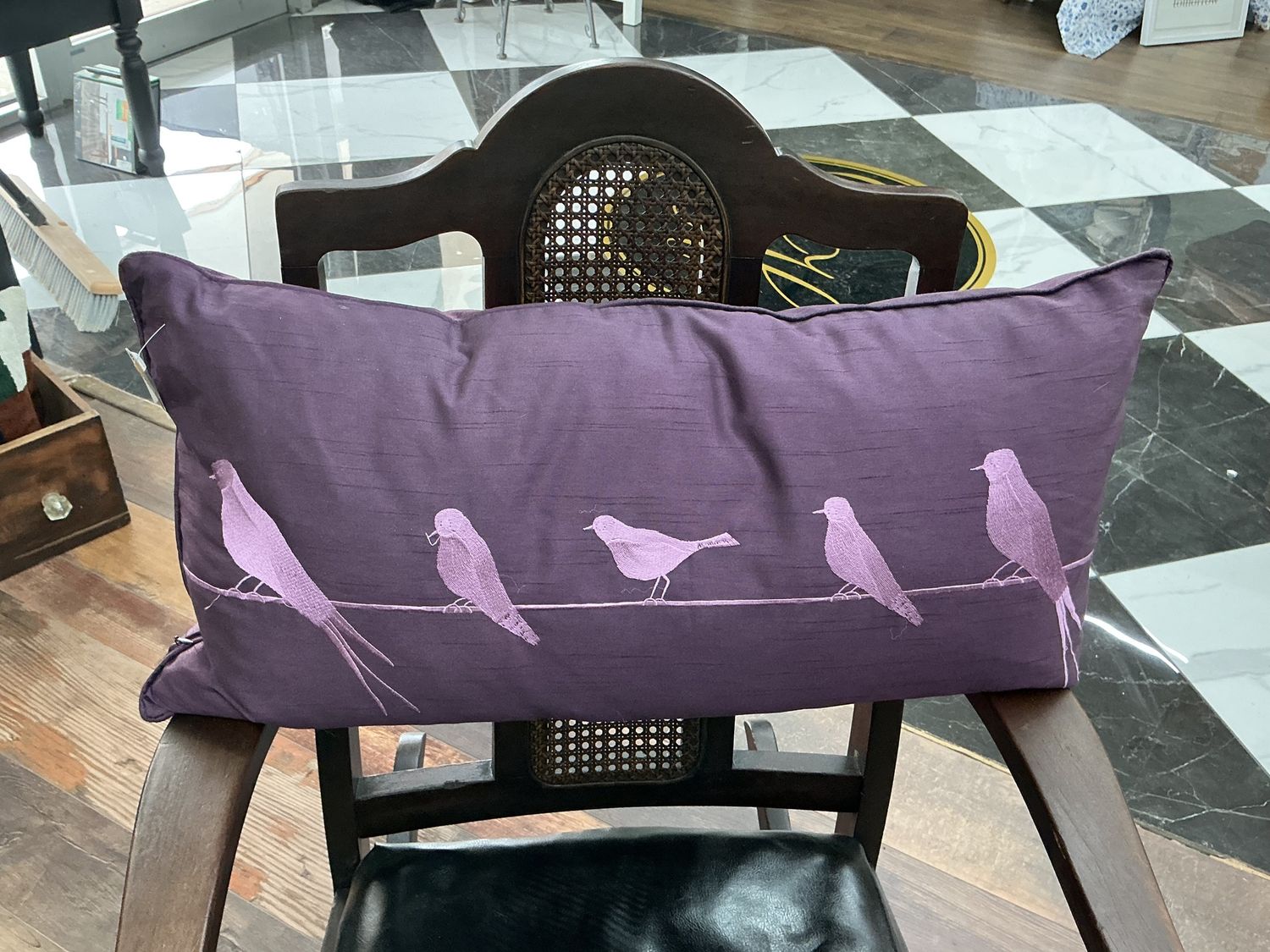 Purple bird pillow