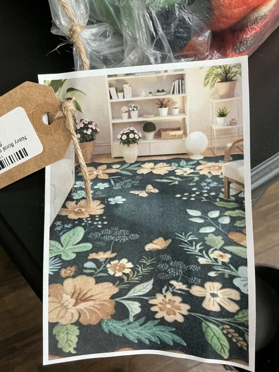 Navy floral scallop edge 8x10