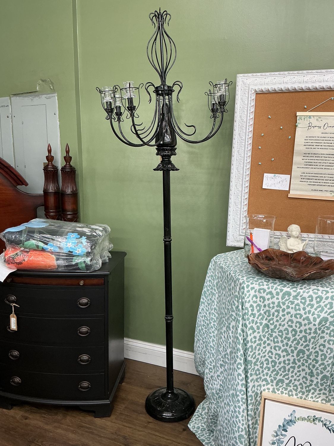 Black standing candelabra