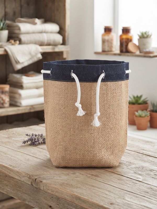 Grand pochon jute/denim