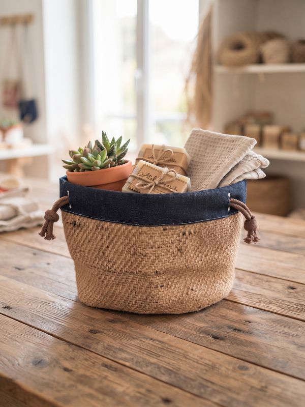 Petit pochon jute/denim