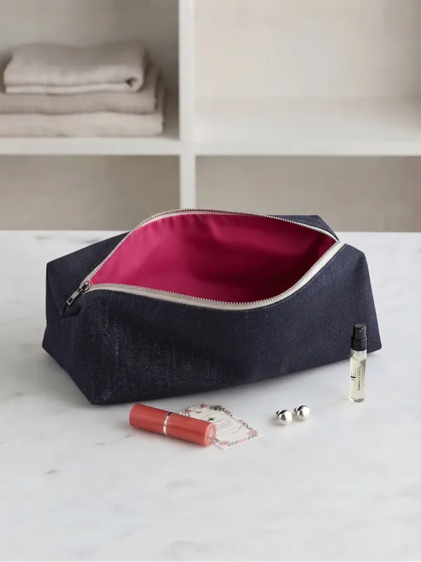 Trousse denim intérieur rose