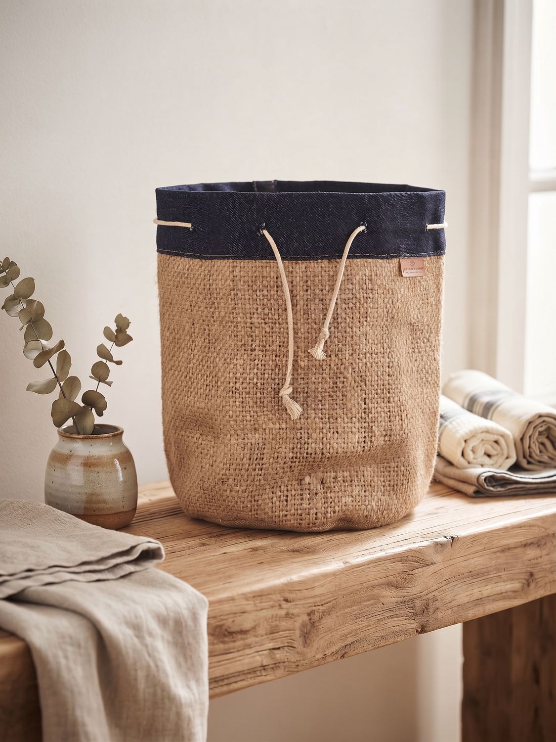Grand pochon jute/denim