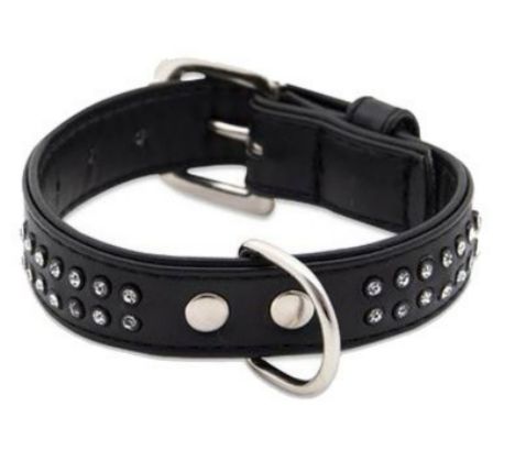 Collier chien Glamorous Noir 30 cm