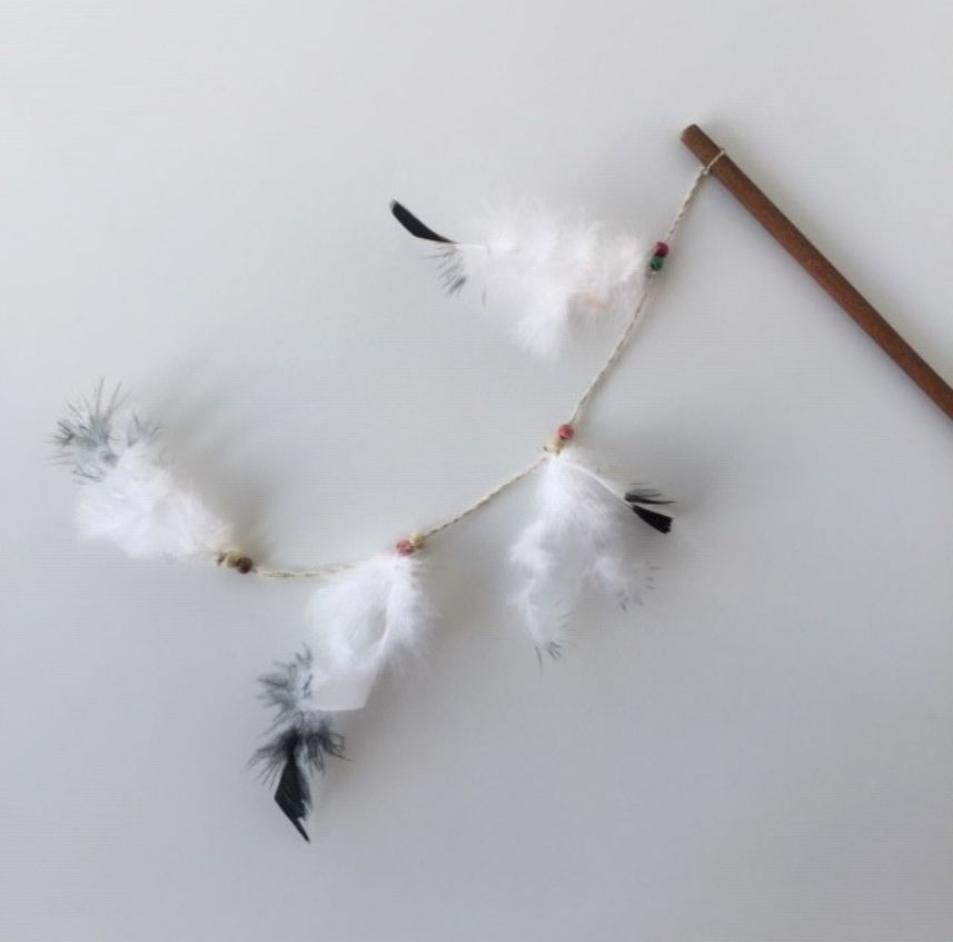 Canne plumes blanches jouet pour chat