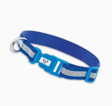 Collier réfléchissant ajustable bleu pour chien