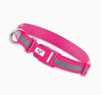Collier réfléchissant ajustable rose pour chien